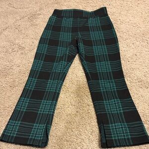 Stylish Kids Plaid Pants in Black and Green